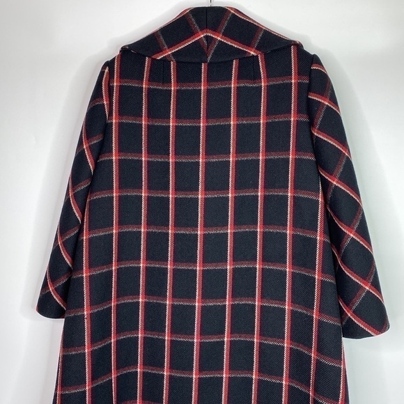 Vintage Pauline Trigere A Trigere Coat Wool Union Made Black Plaid Size 12 70s - Picture 4 of 11